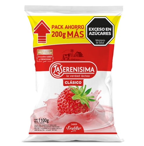 Yogur bebible La Serenisima Clasico Sachet 1100gr Ahorro Frutilla