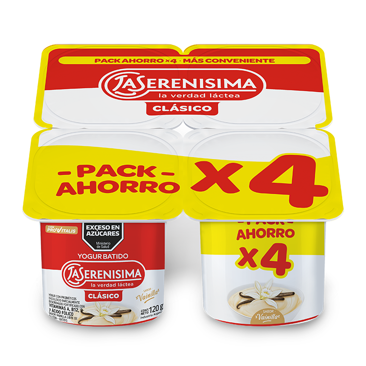 La Serenísima Clásico Yogur batido vainilla x4 120g